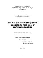 Biện pháp quản lý hoạt động tự học của học sinh trường trung học cơ sở huyện đan phượng – hà nội 