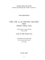 Thời, thể và các phương tiện biểu hiện trong tiếng việt 