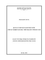 Quản lý chi ngân sách nhà nước cho sự nghiệp giáo dục trên địa bàn tỉnh hà nam 