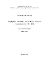 Đảng bộ đồng nai lãnh đạo công tác đoàn và phong trào thanh niên thời kỳ 1986   2002 
