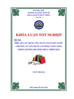Hiệu quả sử dụng vốn ngân sách nhà nước cho đầu tư xây dựng cơ sở hạ tầng giao thông đường bộ tỉnh thừa thiên huế giai đoạn 2010 – 2014 