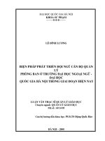Biện pháp phát triển đội ngũ cán bộ quản lý phòng ban ở trường đại học ngoại ngữ   đại học quốc gia hà nội trong giai đoạn hiện nay 