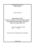 Biện pháp tổ chức công tác giáo dục truyền thống đạo đức cho sinh viên viện đại học mở hà nội trong giai đoạn hiện nay 