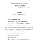 sáng kiến chỉ đạo một số mặt công tác trọng tâm của huyện u minh đạt và vượt chỉ tiêu nghị quyết năm 2013 của ban chấp hành đảng bộ huyện (chỉ tiêu về thu ngân sách nhà nước, xây dựng đường giao thông 