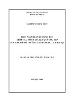 Biện pháp quản lý công tác kiểm tra   đánh giá kết quả học tập của sinh viên ở trường cao đẳng du lịch hà nội 