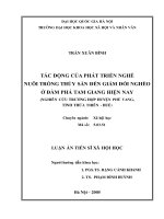 Tác động của phát triển nghề nuôi trồng thủy sản đến giảm đói nghèo ở đầm phá tam giang hiện nay 