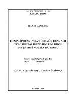 Biện pháp quản lý dạy học tiếng anh tại các trường THPT huyện thủy nguyên hải phòng 