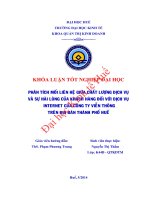 Phân tích mối liên hệ giữa chất lượng dịch vụ và sự hài lòng của khách hàng đối với dịch vụ internet của các công ty viễn thông trên địa bàn thành phố huế 