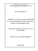 Nghiên cứu nâng cao chất lượng dịch vụ vận tải hành khách công cộng bằng xe buýt ở thành phố hà nội (TT)