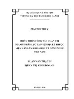 Hoàn thiện công tác quản trị nguồn nhân lực tại viện địa lý thuộc viện hàn lâm khoa học và công nghệ việt nam