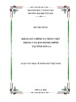 Khảo sát chính tả tiếng việt trong văn bản hành chính tại tỉnh sơn la 
