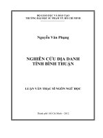 Luận văn thạc sĩ nghiên cứu địa danh tỉnh bình thuận