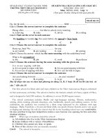 Đề thi giữa học kì 1 môn Tiếng Anh lớp 10 trường THPT Thuận Thành 3, Bắc Ninh năm học 2016 - 2017