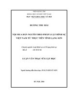 Tội mua bán người theo pháp luật hình sự Việt Nam từ thực tiễn tỉnh Lạng Sơn