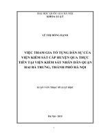 Việc tham gia tố tụng dân sự của viện kiểm sát cấp huyện qua thực tiễn tại viện kiểm sát nhân dân quận hai bà trưng, thành phố hà nội
