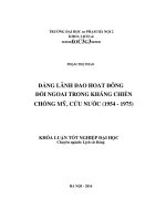 Đảng lãnh đạo hoạt động đối ngoại trong kháng chiến chống mỹ, cứu nước (1954   1975)