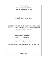 Giải quyết tranh chấp lao động cá nhân tại Toà án và thực tiễn thi hành tại Toà án nhân dân Thành phố Hà Nội