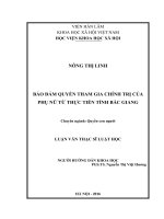 Bảo đảm quyền tham gia chính trị của phụ nữ từ thực tiễn tỉnh bắc giang 