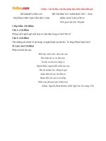 Đề thi học kì 1 môn Ngữ văn lớp 10 trường THPT Nguyễn Hữu Thọ, Long An năm học 2015 - 2016