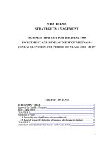 BUSINESS TRATEGY FOR THE BANK FOR INVESTMENT AND DEVELOPMENT OF VIETNAM  YENBAI BRANCH IN THE PERIOD OF YEARS 2010  2015
