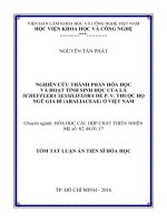 Nghiên cứu thành phần hóa học và hoạt tính sinh học của lá schefflera sessiliflora de p v  thuộc họ ngũ gia bì (araliaceae) ở việt nam (TT) 