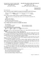 Đề thi giữa học kì 1 môn Tiếng Anh lớp 12 trường THPT Thuận Thành 3, Bắc Ninh năm học 2016 - 2017 có đáp án