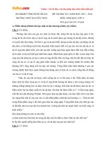 Đề thi học kì 1 môn Sinh học lớp 11 trường THPT Nguyễn Trãi, Ninh Thuận năm học 2015 - 2016