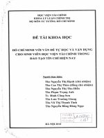 hồ chí minh với vấn đề tự học và vận dụng cho sinh viên học viên tài chính trong đào tạo tín chỉ hiện nay 
