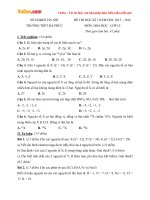 Đề thi học kì 1 môn Hóa học lớp 10 trường THPT Đa Phúc, Hà Nội năm học 2015 - 2016