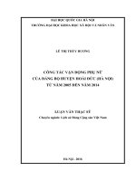 Công tác vận động phụ nữ của đảng bộ huyện hoài đức (hà nội) từ năm 2005 đến năm 2014 