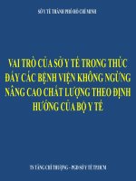 Vai trò của sở y tế trong thúc đẩy các bệnh viện không ngừng nâng cao chất lượng theo định hướng của bộ y tế