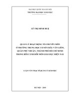 Quản lý hoạt động tổ chuyên môn ở trường trung học cơ sở châu văn liêm, quận phú nhuận, thành phố hồ chí minh trong bối cảnh đổi mới giáo dục hiện nay 