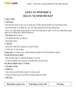 Giáo án Sinh học 8 bài Vệ sinh hô hấp