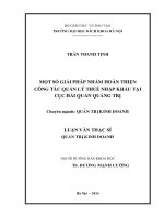 Một số giải pháp nhằm hoàn thiện công tác quản lý thuế nhập khẩu tại cục hải quan tỉnh quảng trị 