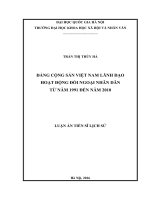 Đảng cộng sản việt nam lãnh đạo hoạt động đối ngoại nhân dân từ năm 1991 đến năm 2010 