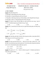 Đề thi học kì 1 môn Vật lý lớp 11 trường THPT Ngọc Tảo, Hà Nội năm học 2015 - 2016
