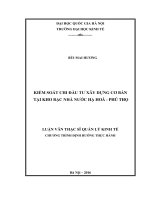 Kiểm soát chi đầu tư xây dựng cơ bản tại kho bạc nhà nước hạ hòa   phú thọ 