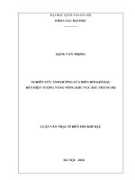 Nghiên cứu ảnh hưởng của biến đổi khí hậu đến hiện tượng nắng nóng khu vực bắc trung bộ 