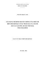 Xây dựng mô hình truyền thống ứng phó biến đổi khí hậu có sự tham gia của người dân xã nam phú, huyện tiền hải, tỉnh thái bình 