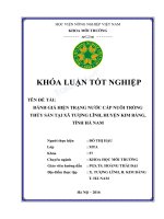 Khóa luận tốt nghiệp: Đánh giá hiện trạng nước cấp nuôi trồng thủy sản tại xã Tượng Lĩnh, huyện Kim Bảng, tỉnh Hà Nam