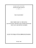 Phát triển cho vay tiêu dùng tại ngân hàng thương mại cổ phần hàng hải việt nam   chi nhánh nam định 