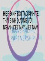 Hiệp định đối tác kinh tế chiến lược xuyên Thái Bình Dương và ảnh hưởng với ngành dệt may Việt Nam