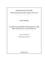 Vai trò của báo chí đối với hoạt động của hội đồng nhân dân các cấp ở tỉnh sơn la 