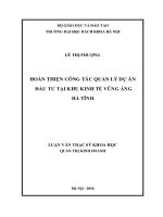 Hoàn thiện công tác quản lý dự án đầu tư tại khu kinh tế vũng áng hà tĩnh