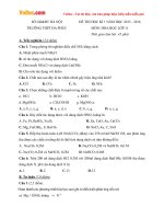 Đề thi học kì 1 môn Hóa học lớp 11 trường THPT Đa Phúc, Hà Nội năm học 2015 - 2016