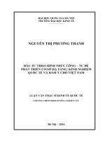 Đầu tư theo hình thức công   tư để phát triển cơ sở hạ tầng kinh nghiệm quốc tế và hàm ý cho việt nam 