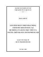 Giải pháp hoàn thiện hoạt động Chăm sóc Khách hàng tại hệ thống Cửa hàng trực tiếp của Viettel trên địa bàn Thành phố Hà Nội