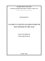 Vai trò của chuyên gia kinh tế đối với báo chí kinh tế việt nam 