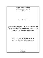 Quản lý hoạt động sản xuất kinh doanh dược phẩm theo hướng sức khỏe xanh tại công ty cổ phần traphaco 