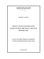 Quản lý ngân sách nhà nước tại sở văn hóa, thể thao và du lịch tỉnh phú thọ 
